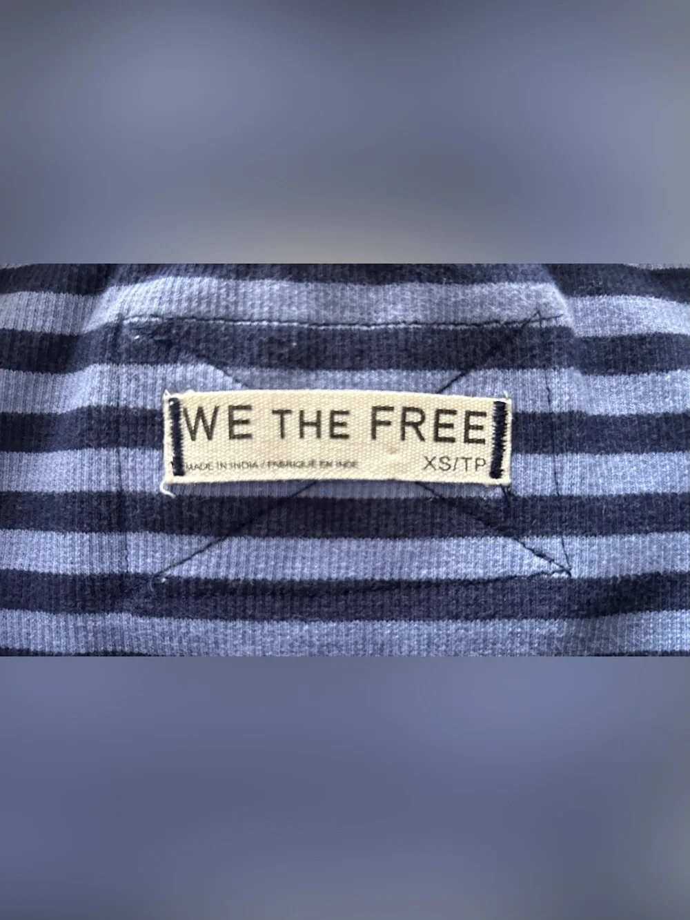 We The Free Oversized Striped Crew Neck Jersey T-Shirt w. Lace Appliqué. - Picture 2 of 9
